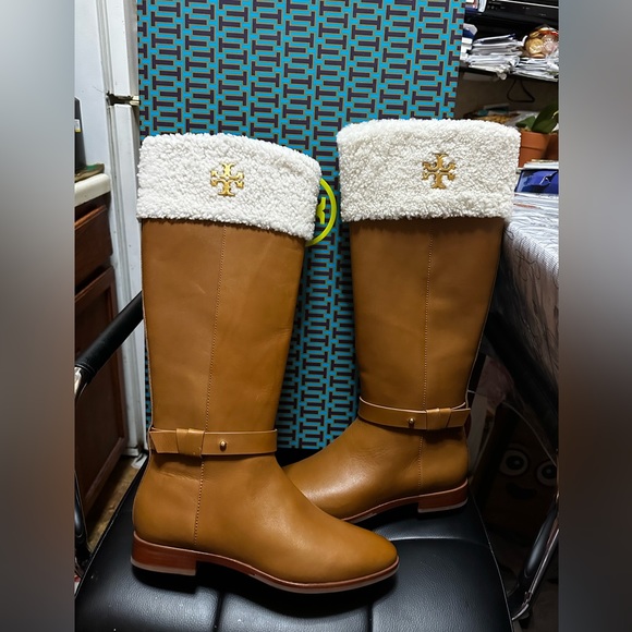 Brand New! Tory Burch Shearling Everly Boot Calf Leather/Shearling Size 8.5 - Picture 1 of 10